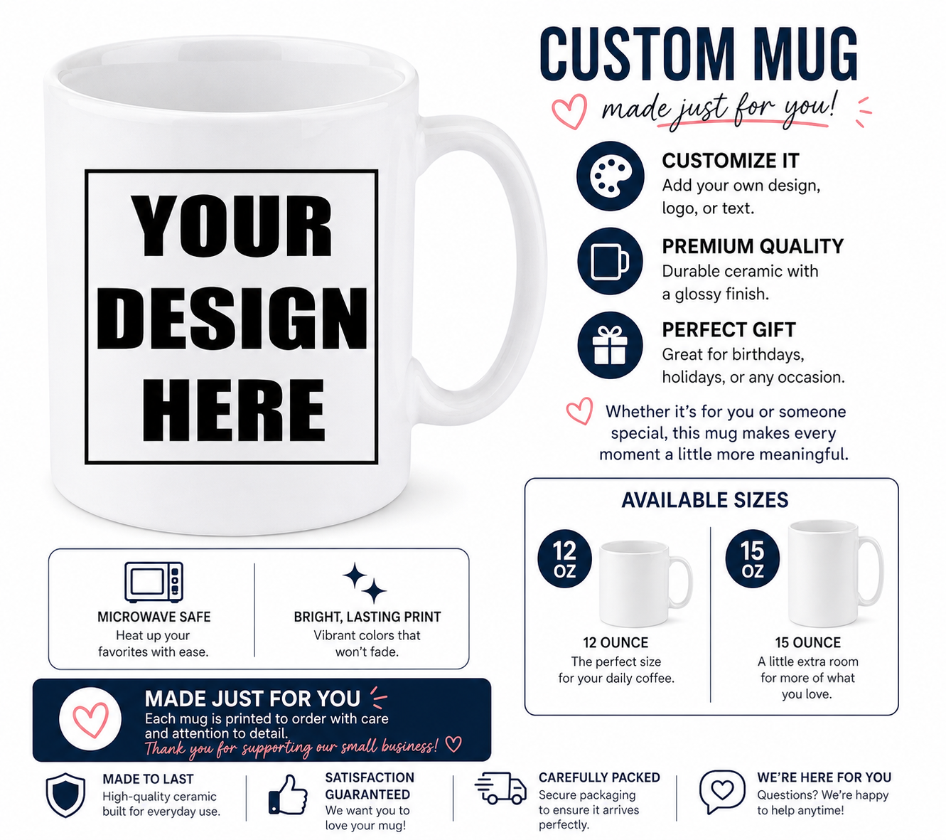 Custom Mug – Personalized Ceramic Coffee Mug | 12oz or 15oz
