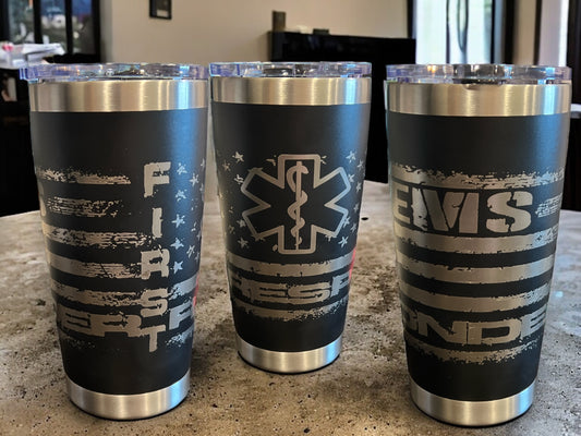 20oz Engraved Travel Tumbler- EMS first responder