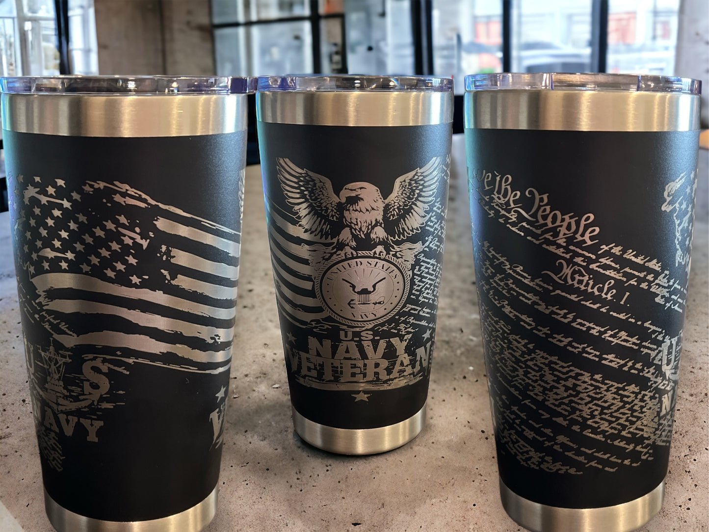 20oz Engraved Travel Tumbler-Navy veteran