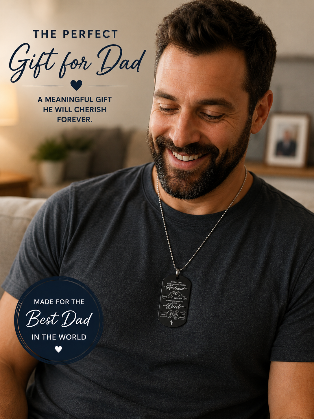 Personalized Father’s Day Engraved Dad Keychain | Custom Kids Names Gift for Dad