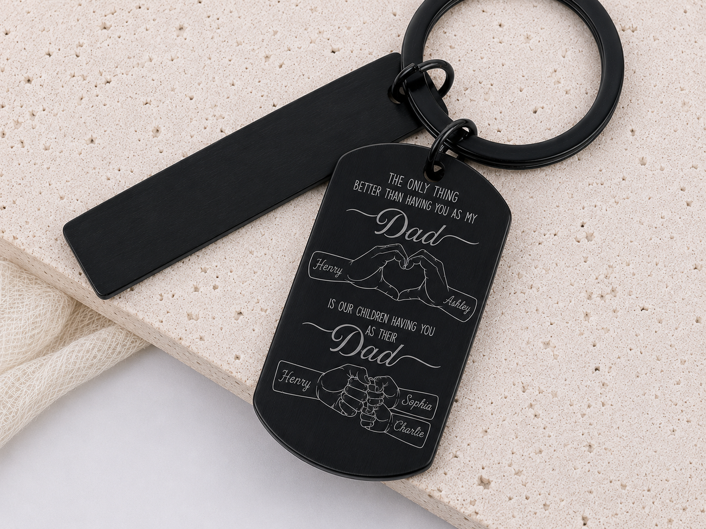 Personalized Father’s Day Engraved Dad Keychain | Custom Kids Names Gift for Dad