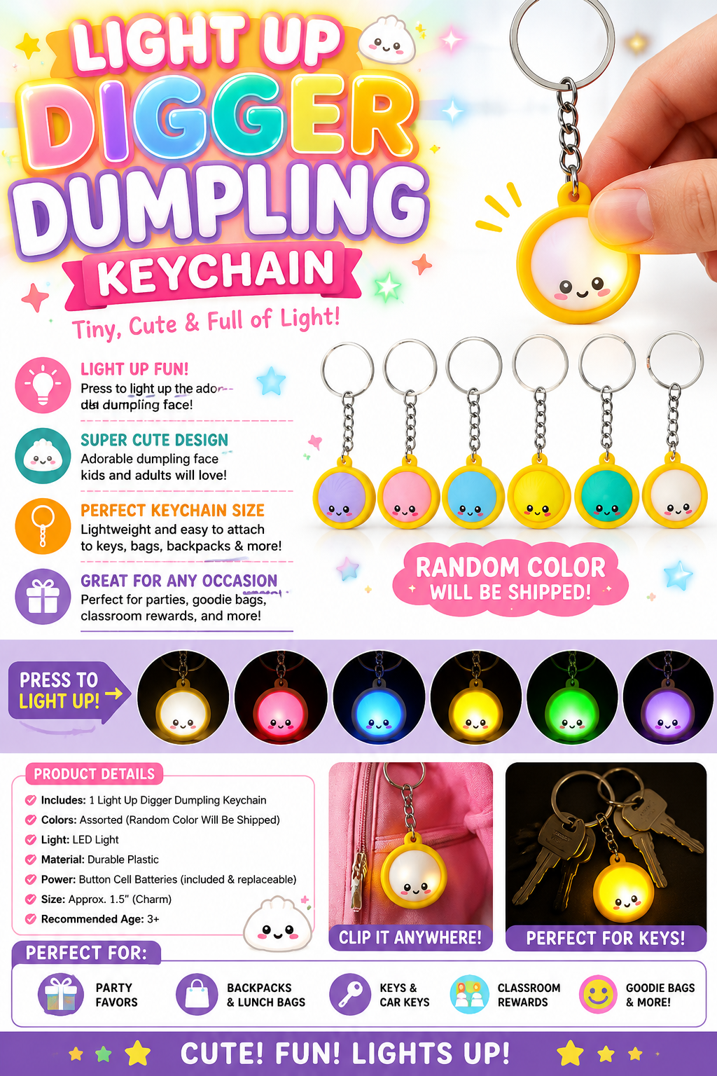 Light Up Digger Dumpling Keychain