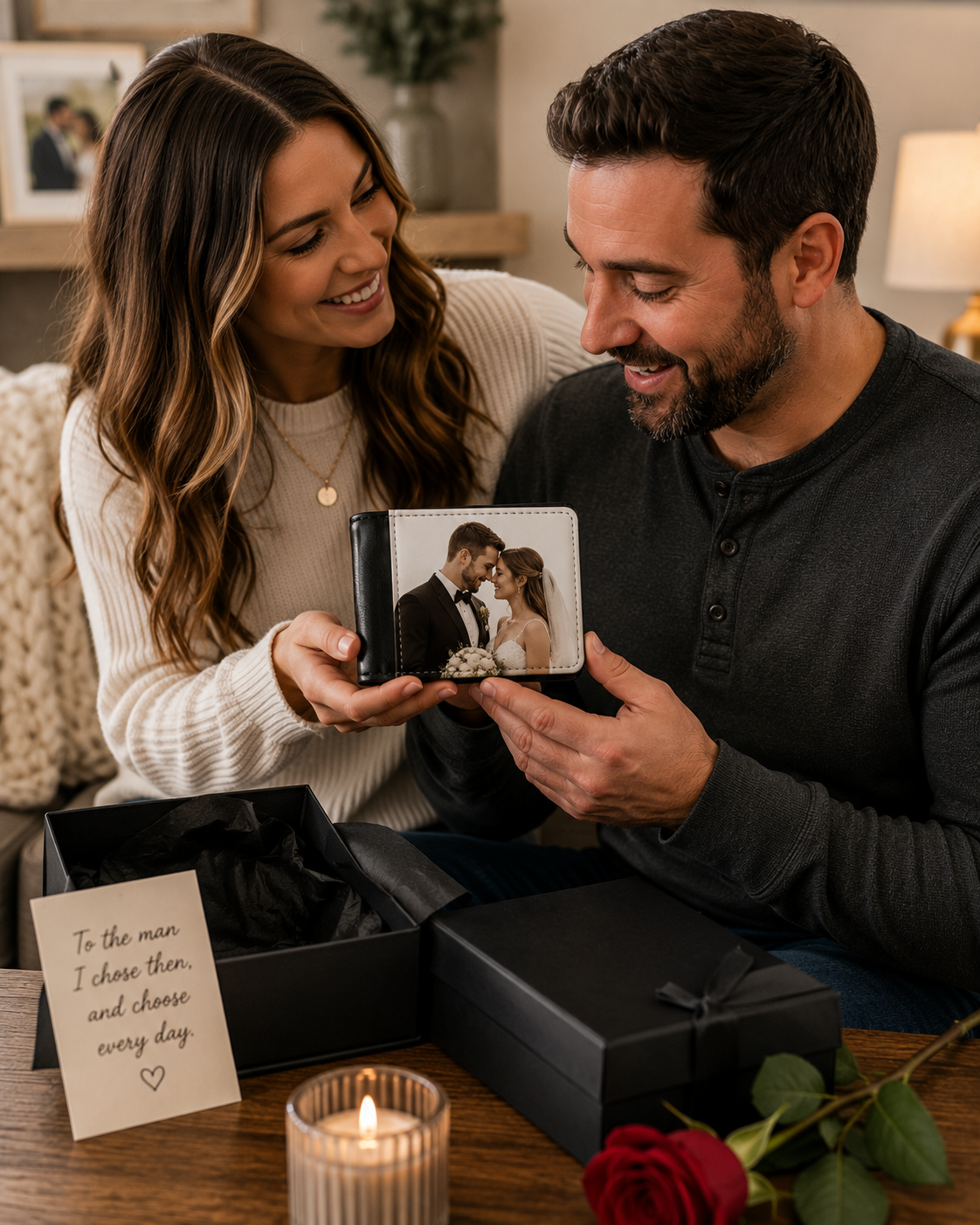 Personalized Photo Wallet | Custom Picture Wallet Gift for Him | Anniversary, Father’s Day, Husband, Boyfriend & Memorial Gift