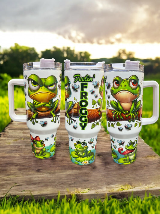 Feeling Froggy -40oz Stainless Steel Thirst Quencher Travel Cups Tumblers Water Bottles