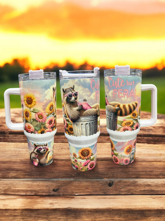 Cute but Feral -40oz Stainless Steel Thirst Quencher Travel Cups Tumblers Water Bottles