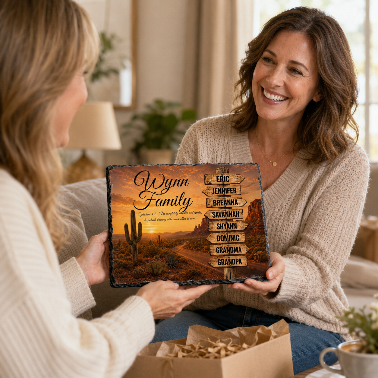 Personalized Arizona Family Rock Slate – Custom Family Names Desert Sign Memorial & Home Decor Gift