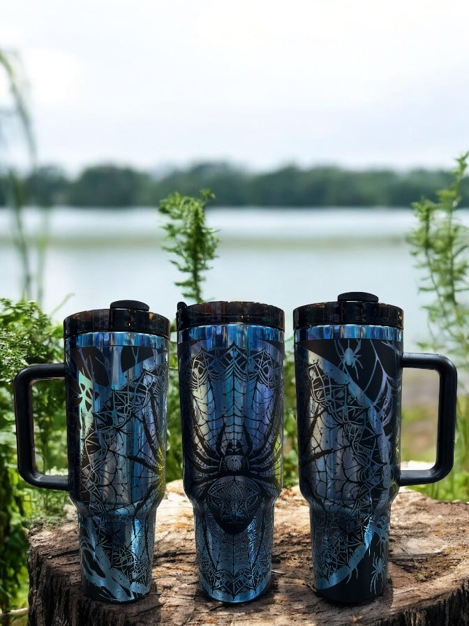 Spider Engraved 40oz Stainless Steel Thirst Quencher Travel Cup Tumblers