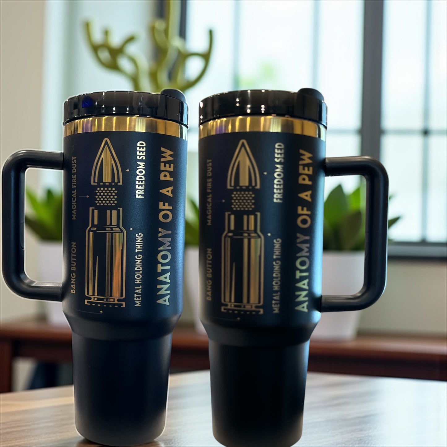 Anatomy of a Pew Pew - Stainless Steel 40oz Thirst Quencher Travel Cup