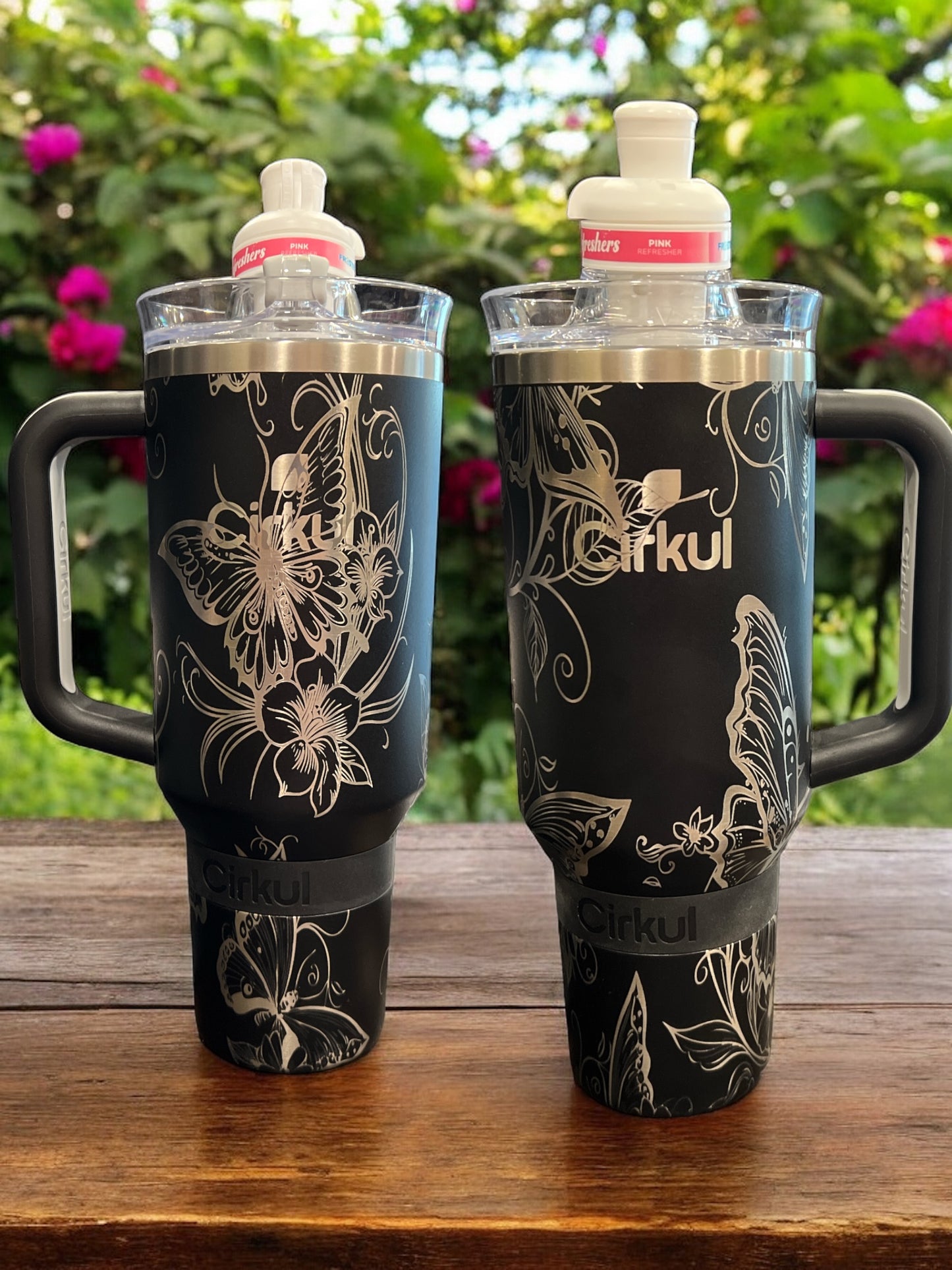 Cirkul Butterfly Engraved 40oz All Day Straw Sip Stanley Style.