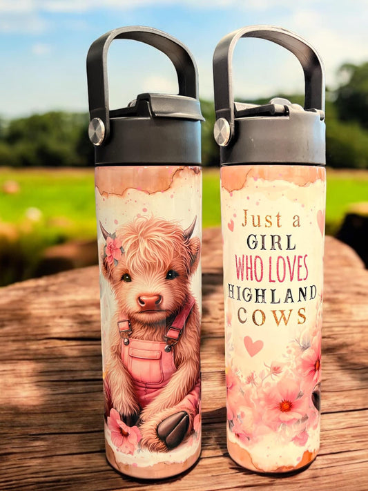 20oz Water Bottles - Just a girl who loves cows Water Bottle/Tumbler/Coffee Tumbler