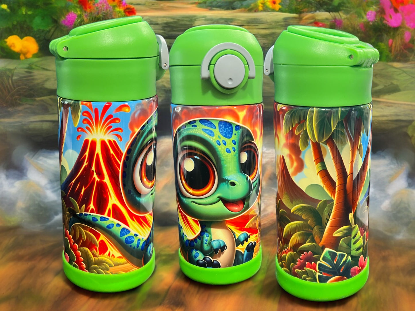 12oz kids water bottles -Cute dinosaur