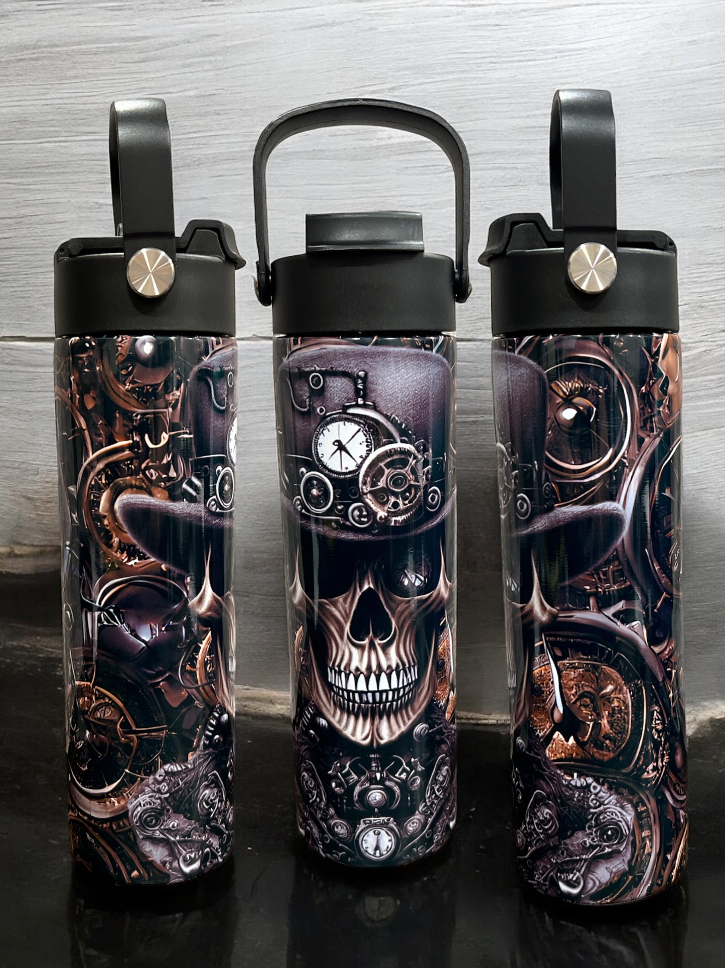 20oz Water Bottles -  time skull Water Bottle/Tumbler/Coffee Tumbler