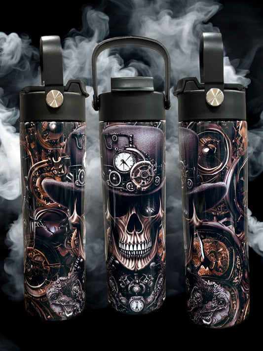 20oz Water Bottles -  time skull Water Bottle/Tumbler/Coffee Tumbler