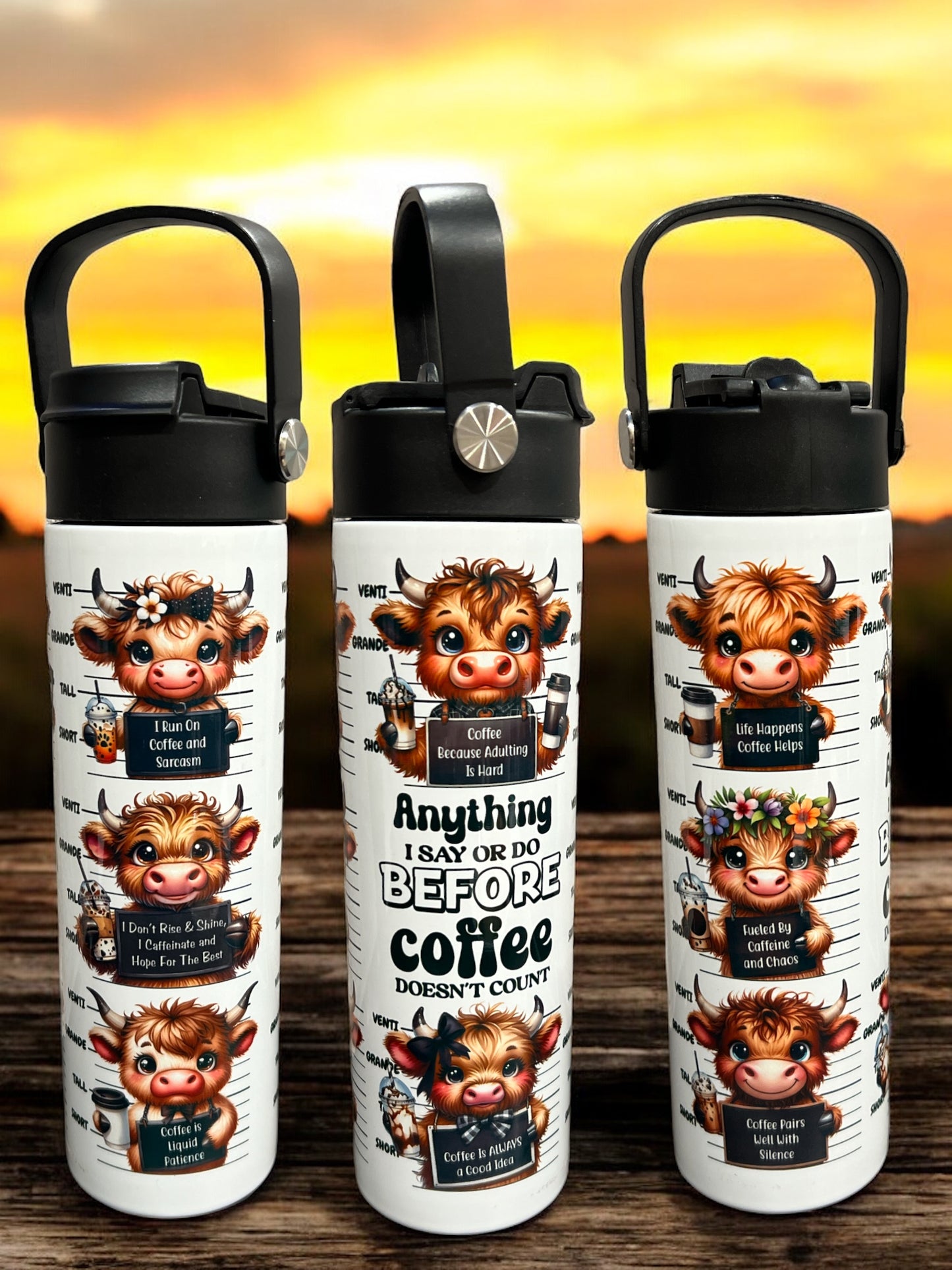 20oz Water Bottles -cows coffee Water Bottle/Tumbler/Coffee Tumbler