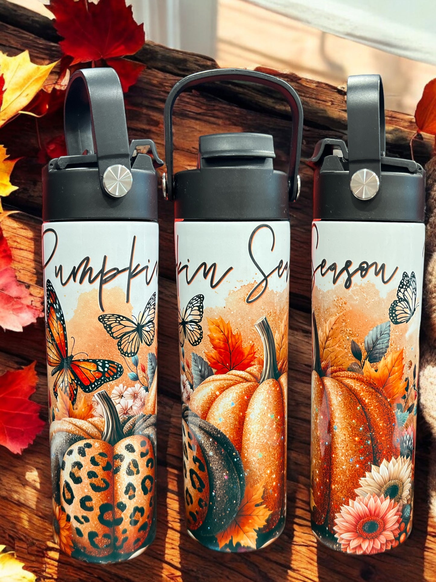 20oz Water Bottles - Fall Pumpkin Water Bottle/Tumbler/Coffee Tumbler