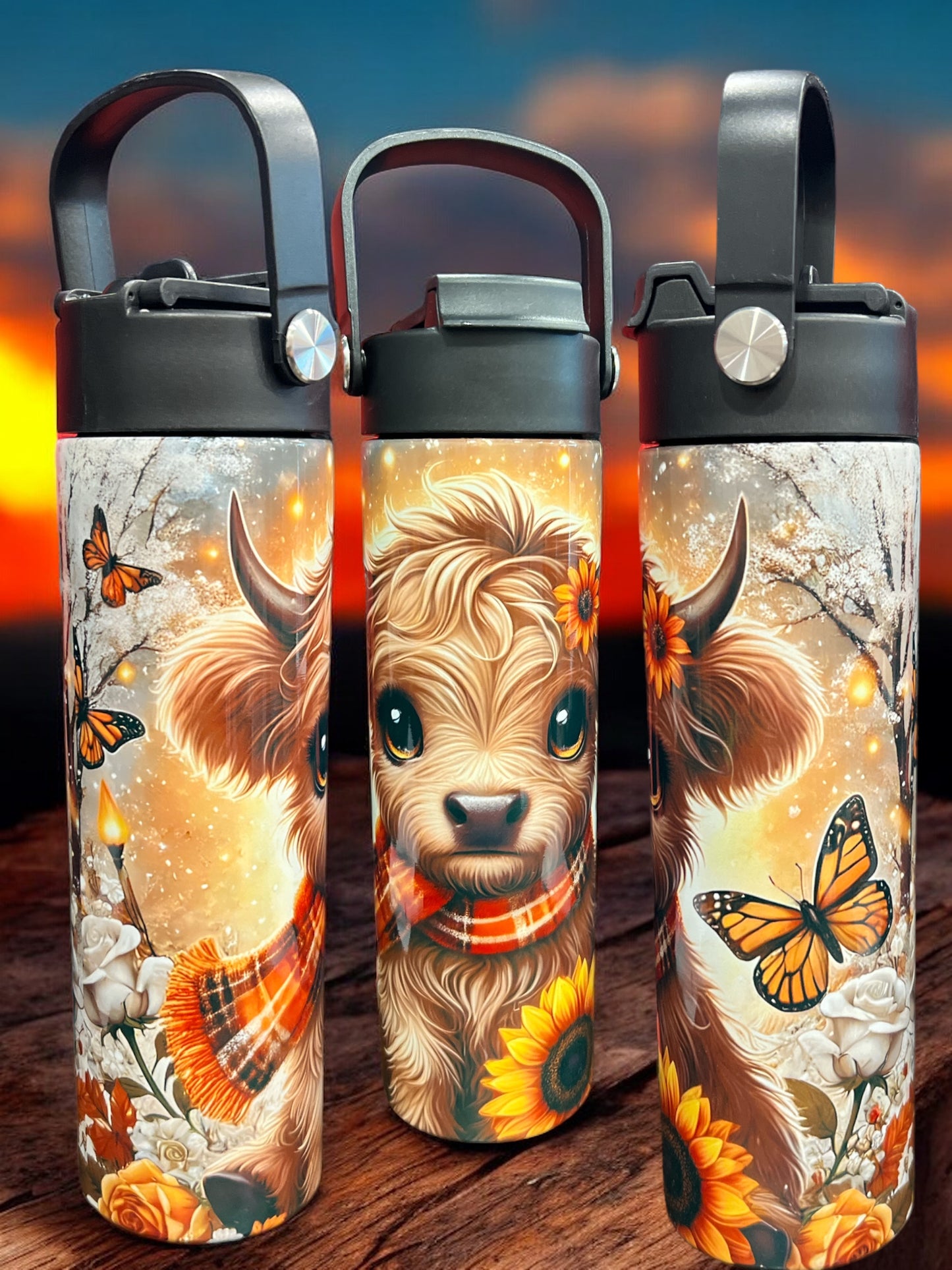 20oz Water Bottles - Fall Cow Water Bottle/Tumbler/Coffee Tumbler