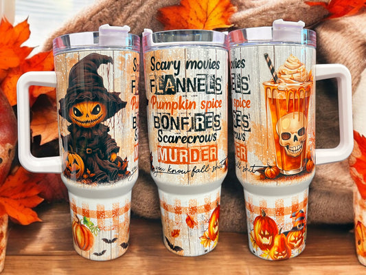 🍂 Fall Spooky Season 40oz Quencher – Stainless Steel Sublimation Cup