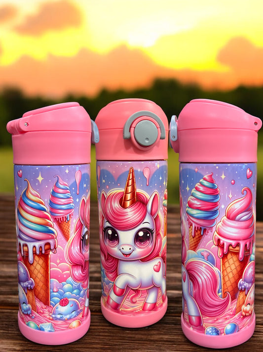 12oz kids water bottles -Pink Unicorn