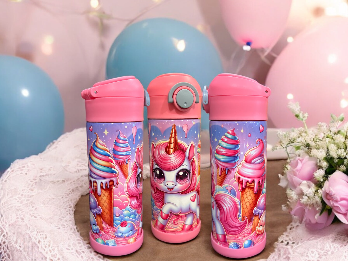 12oz kids water bottles -Pink Unicorn