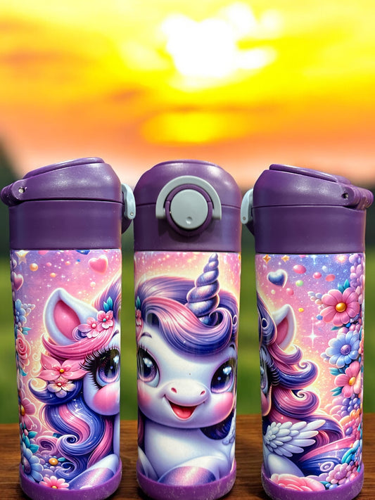 12oz kids water bottles -Purple Unicorn