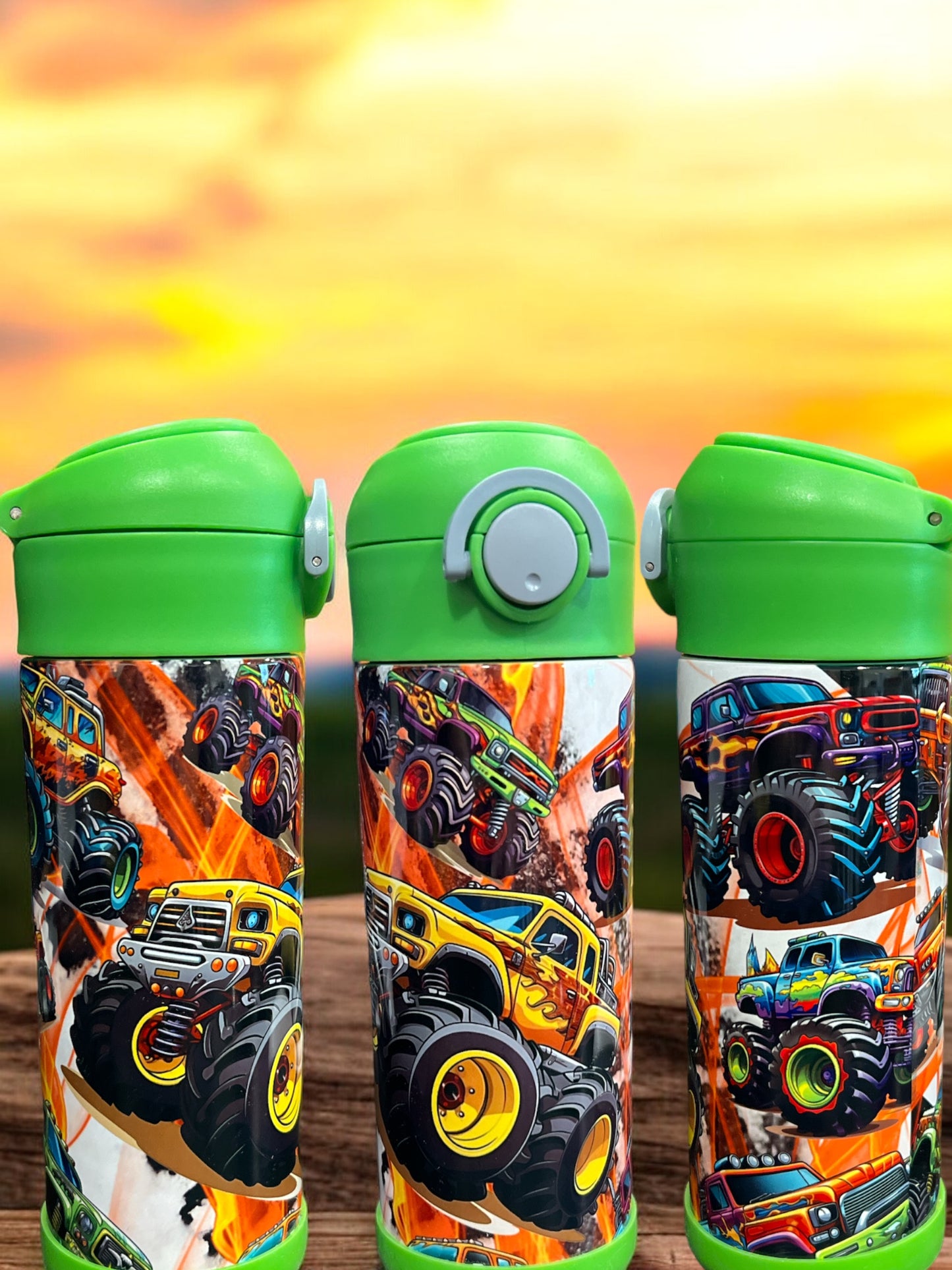 12oz kids water bottles -Monster Trucks