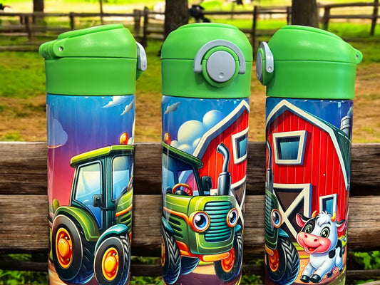 12oz kids water bottles -Kids Farm Cute Animals