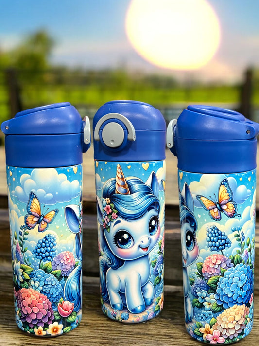 12oz kids water bottles -Blue Unicorn