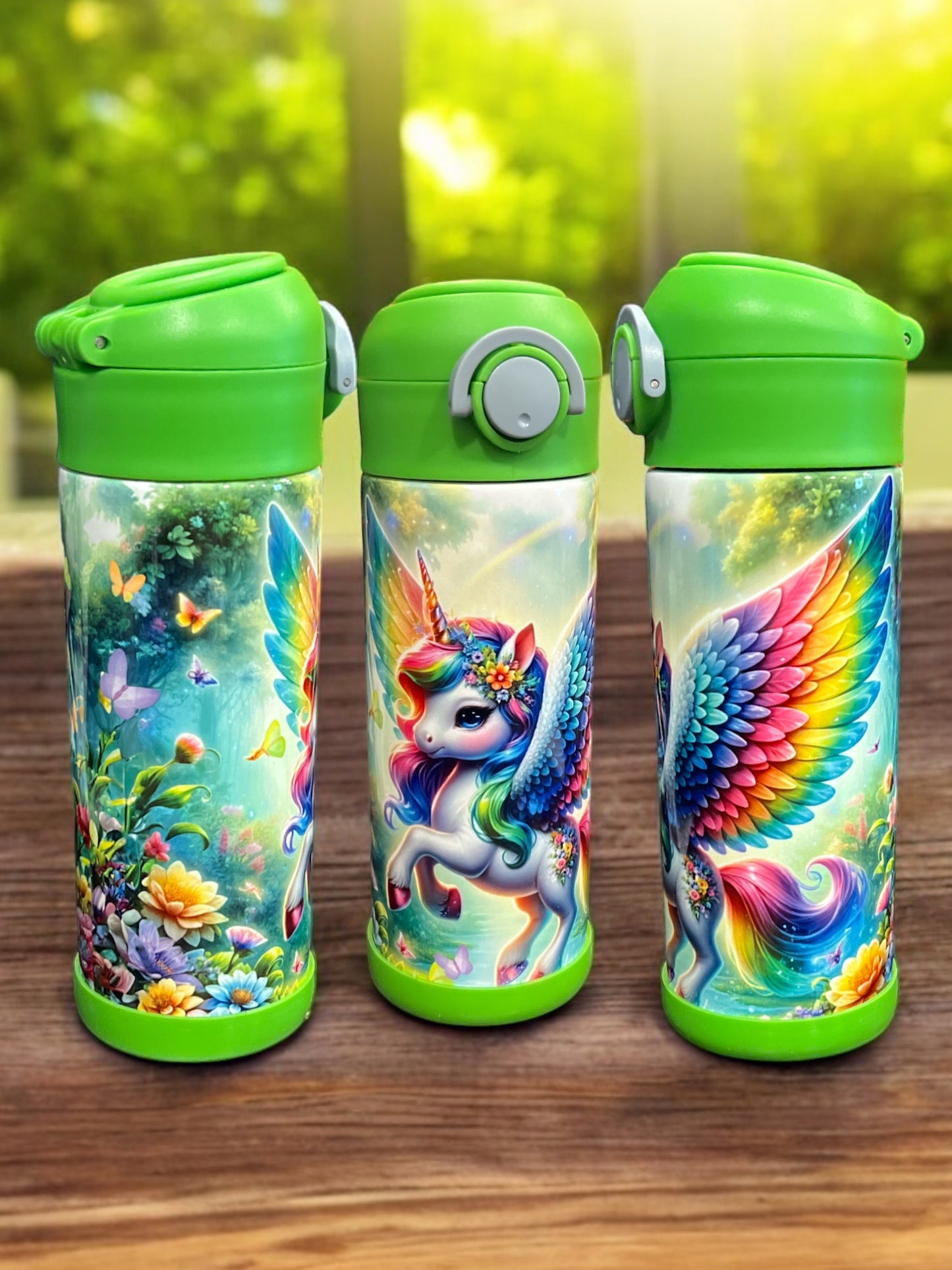 12oz kids water bottles -Colorful Wing Unicorn