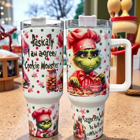 🎄 40oz Christmas Cookies Baking Tumbler Wrap – Pink Baker Design 🍪