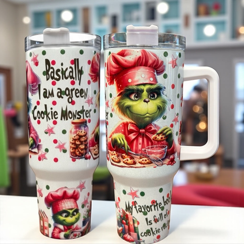 🎄 40oz Christmas Cookies Baking Tumbler Wrap – Pink Baker Design 🍪