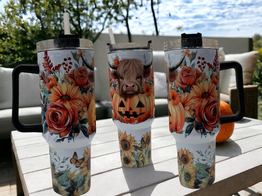 40oz Stanley Style Thirst Quencher Tumblers -Halloween cute cow