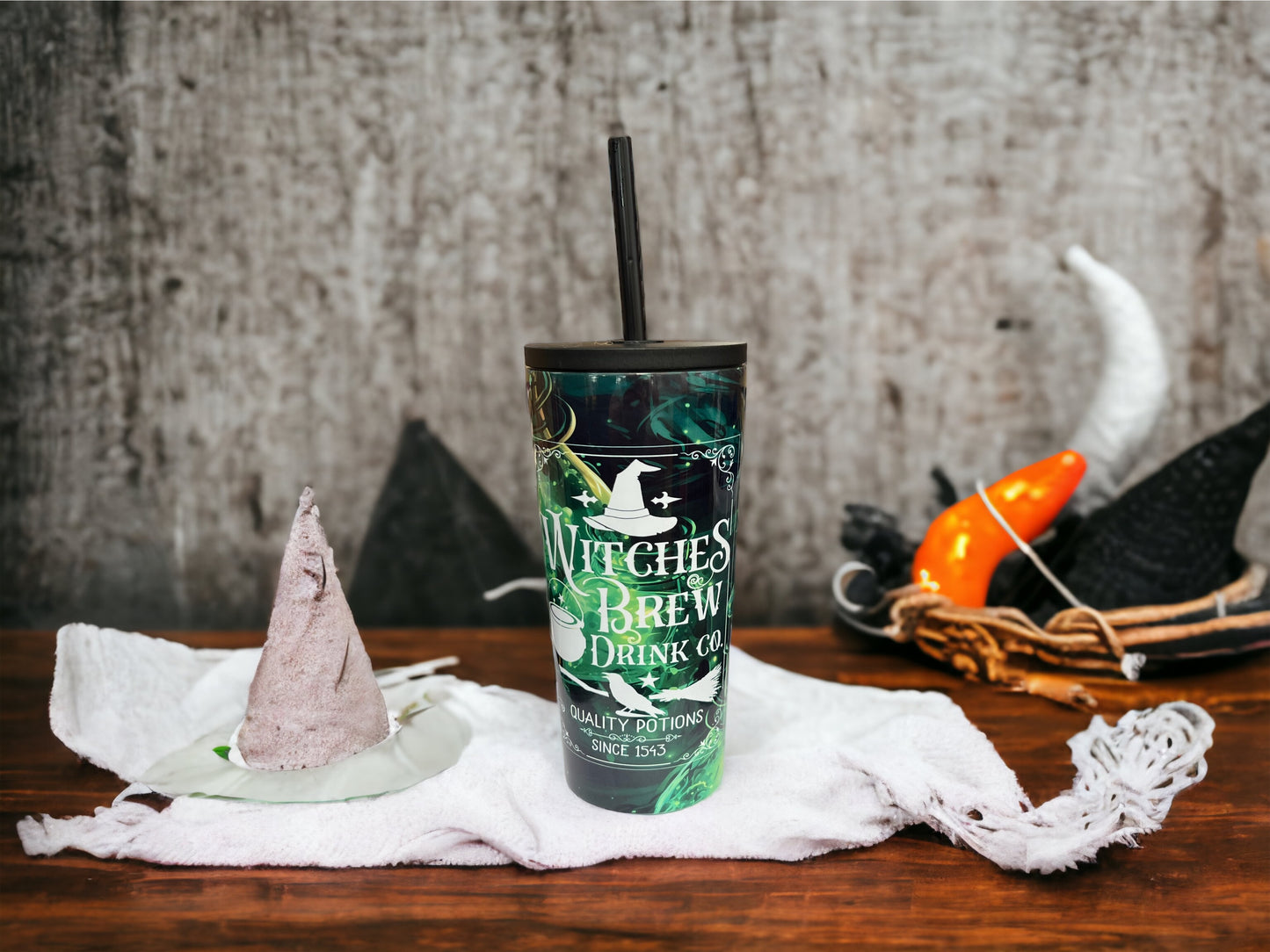 20oz Coffee Travel Tumbler with dual lids - Halloween witches brew