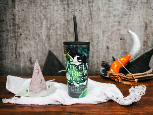 20oz Coffee Travel Tumbler with dual lids - Halloween witches brew