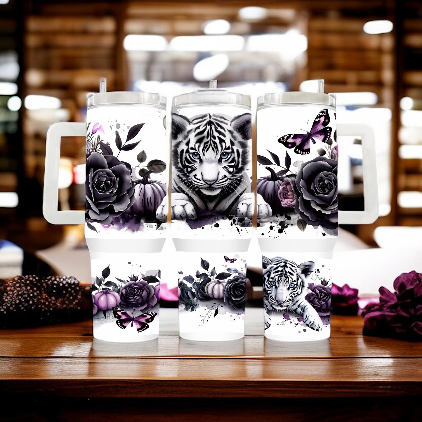 White Baby Tiger • 40oz Thirst Quencher Tumbler, Double-Wall Stainless Steel