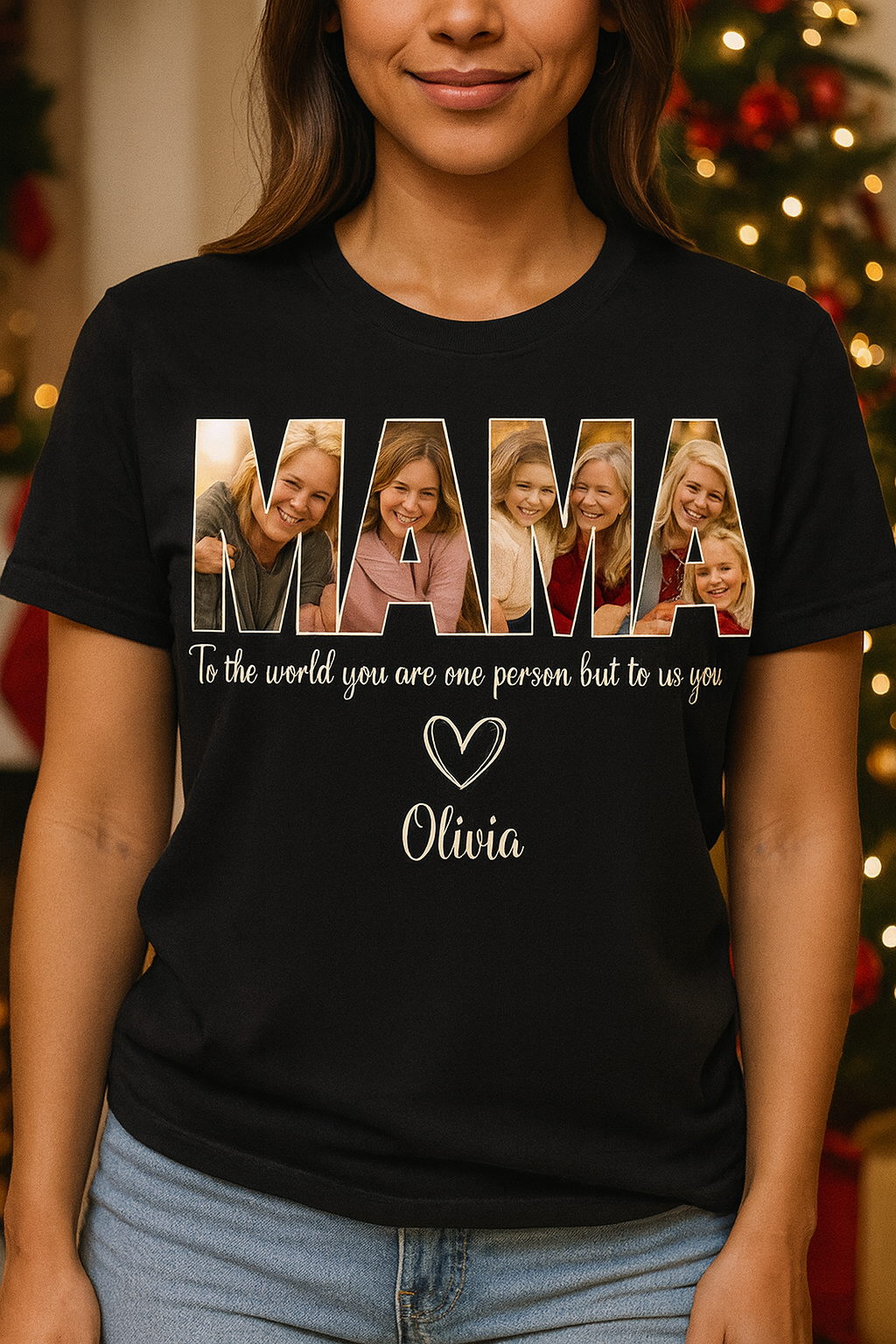 🎄 Personalized MAMA Photo Sweatshirt – Christmas Gift for Mom 🎄