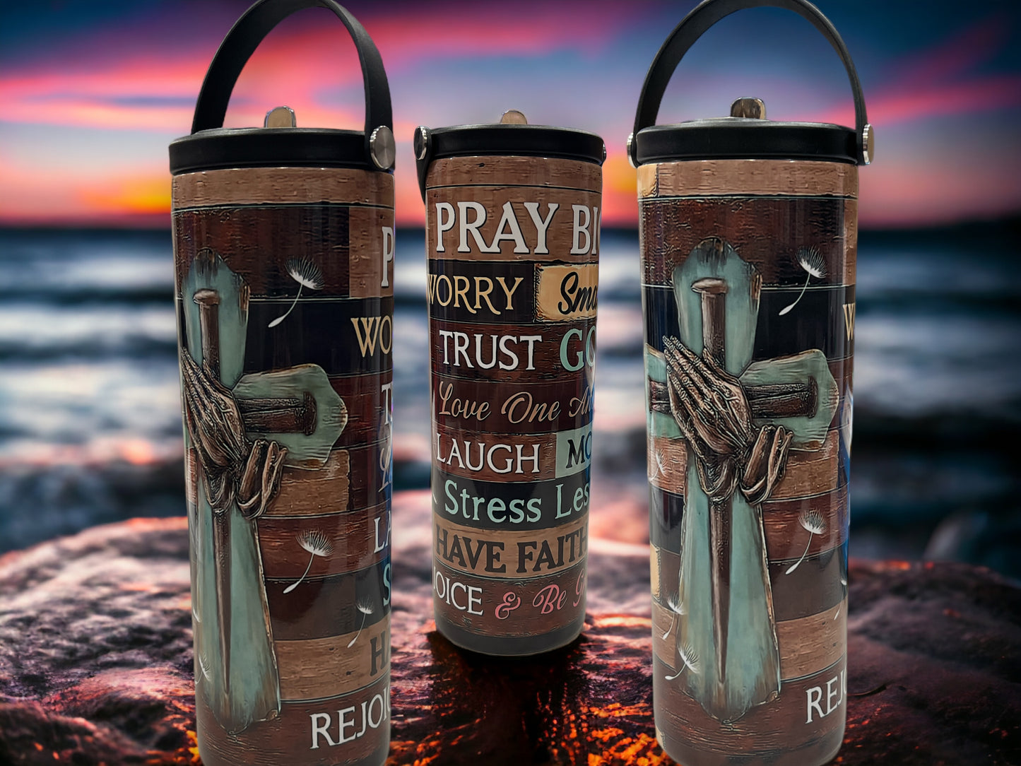 20oz Water Bottles - Pray, Bible, Faith