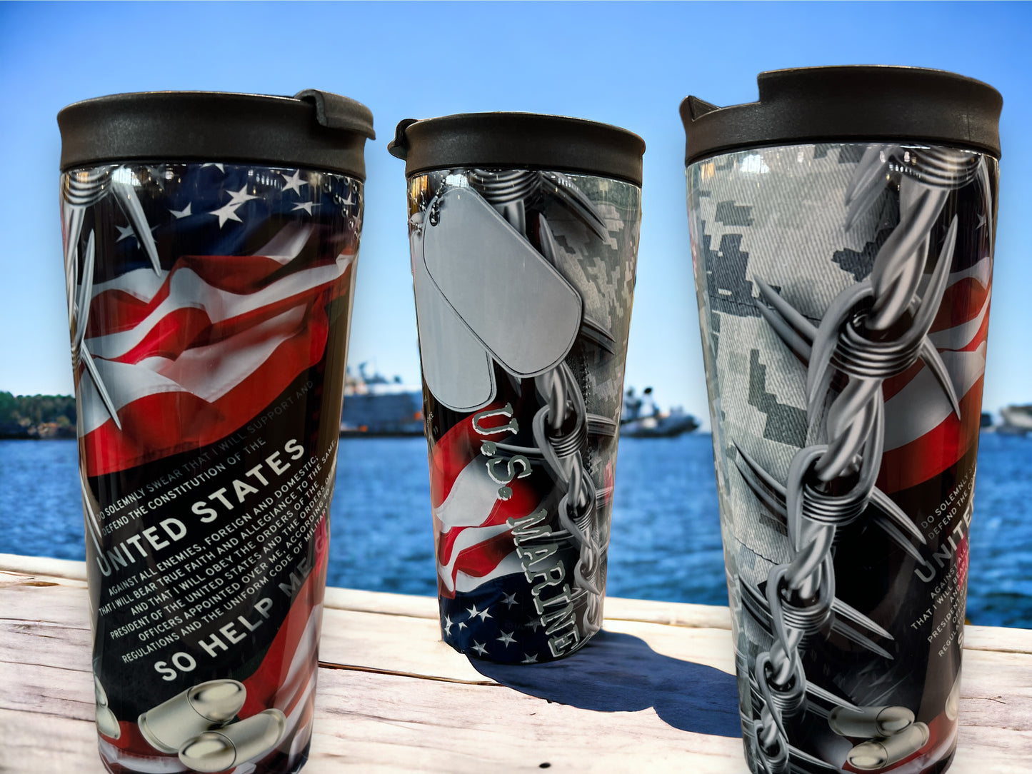 20oz Coffee Travel Tumbler with dual lids -US Marine