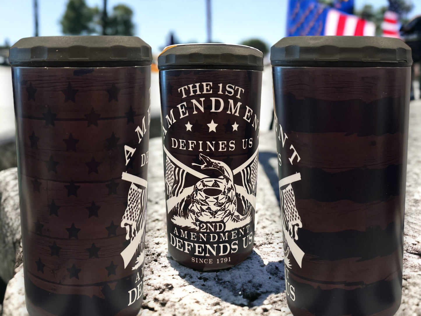 4 in 1 Bottle and Can Holder and Tumbler 16oz- first amendment