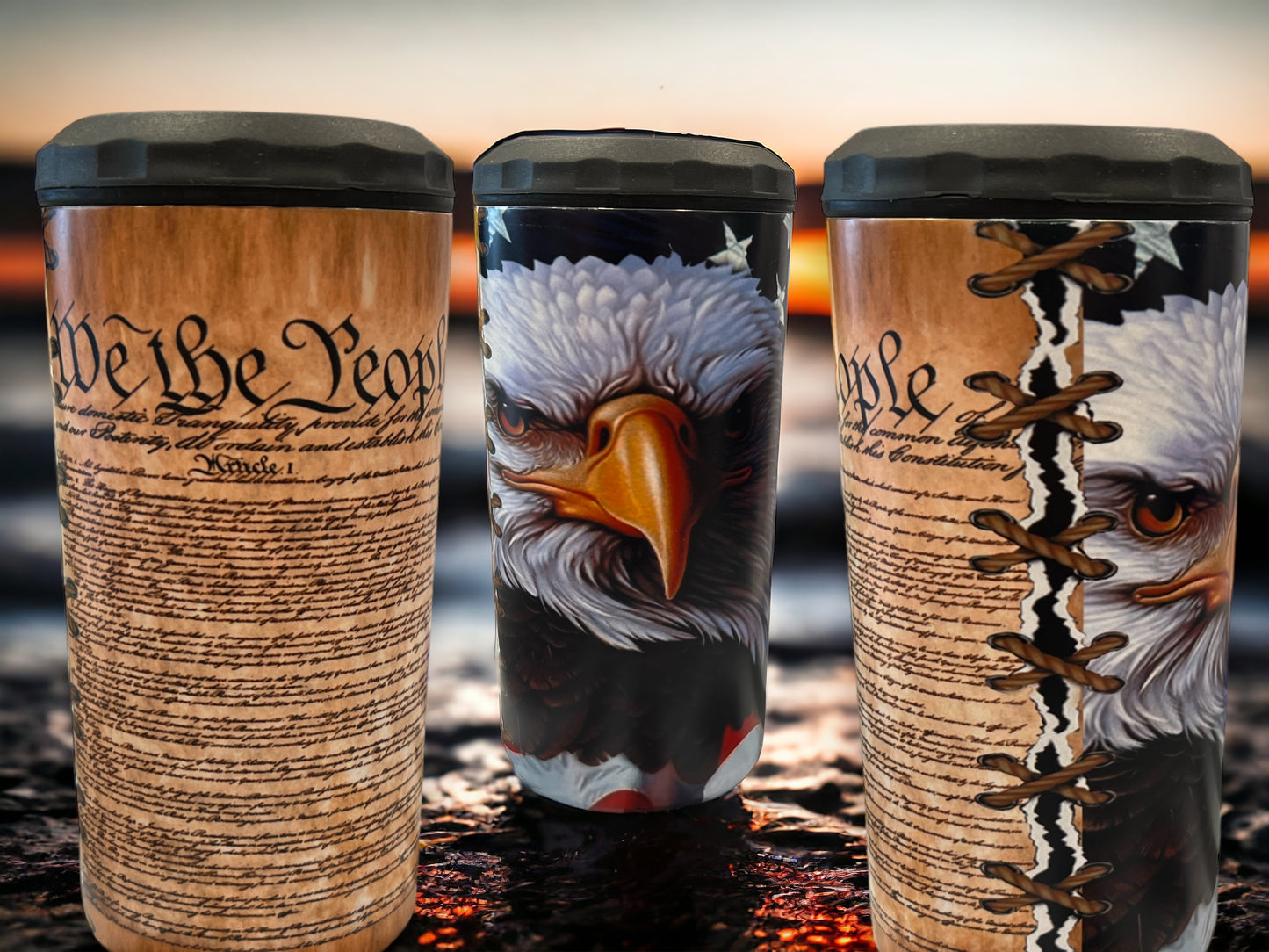 4 in 1 Bottle and Can Holder and Tumbler 16oz- We the people