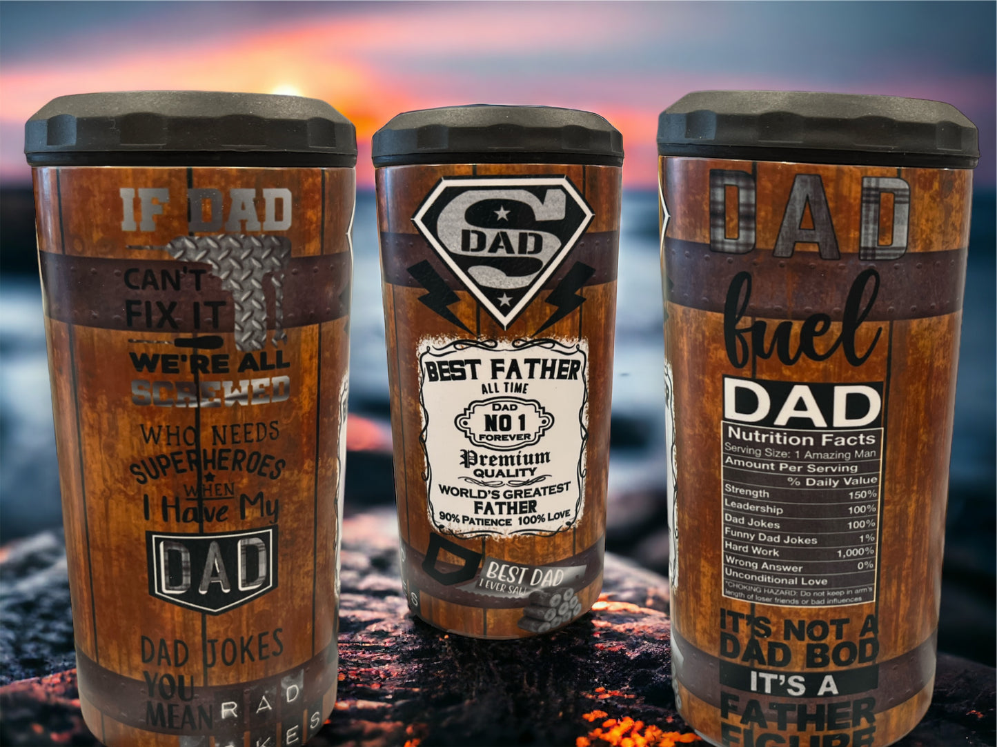 4 in 1 Bottle and Can Holder and Tumbler 16oz- Super Dad