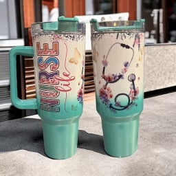 40oz Stanley Style Thirst Quencher Tumblers - Nurse holographic shimmer