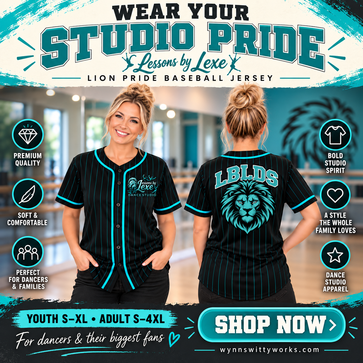 Lessons by Lexe Lion Pride Baseball Jersey | Youth & Adult