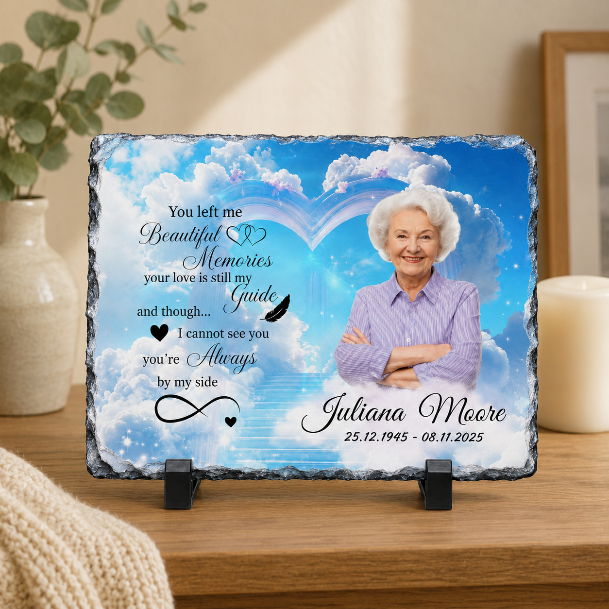 Personalized Memorial Photo Slate | Custom Remembrance & Sympathy Gift