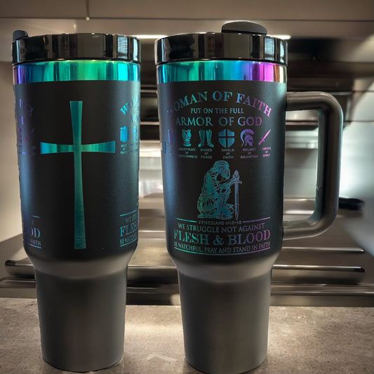 40oz Stanley Style Thirst Quencher Tumblers- Women of Faith Armor of God