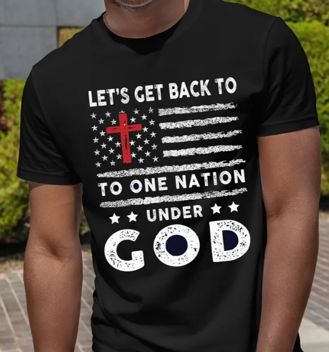 Men's T-Shirt - Lets get back to one Nation under God   0-27