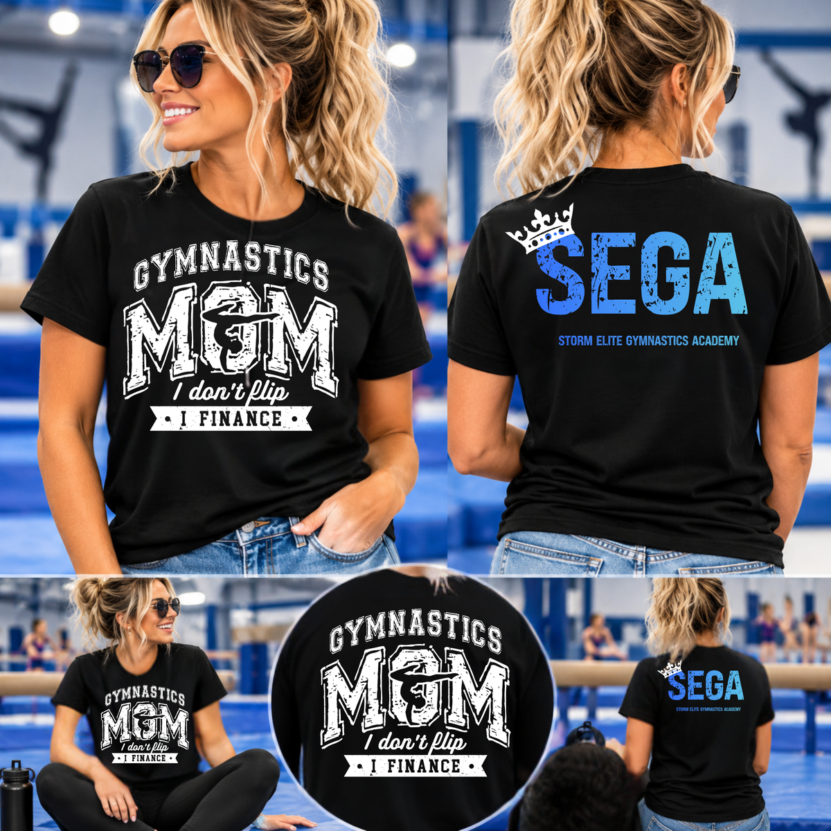 SEGA Gymnastics Mom T-Shirt – I Don't Flip, I Finance