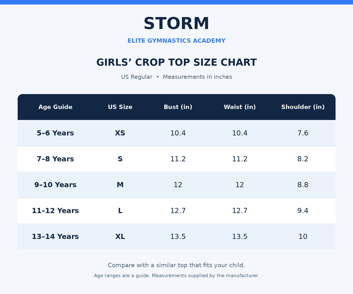 Storm Gymnastics Girls’ SEGA Racerback Crop Top
