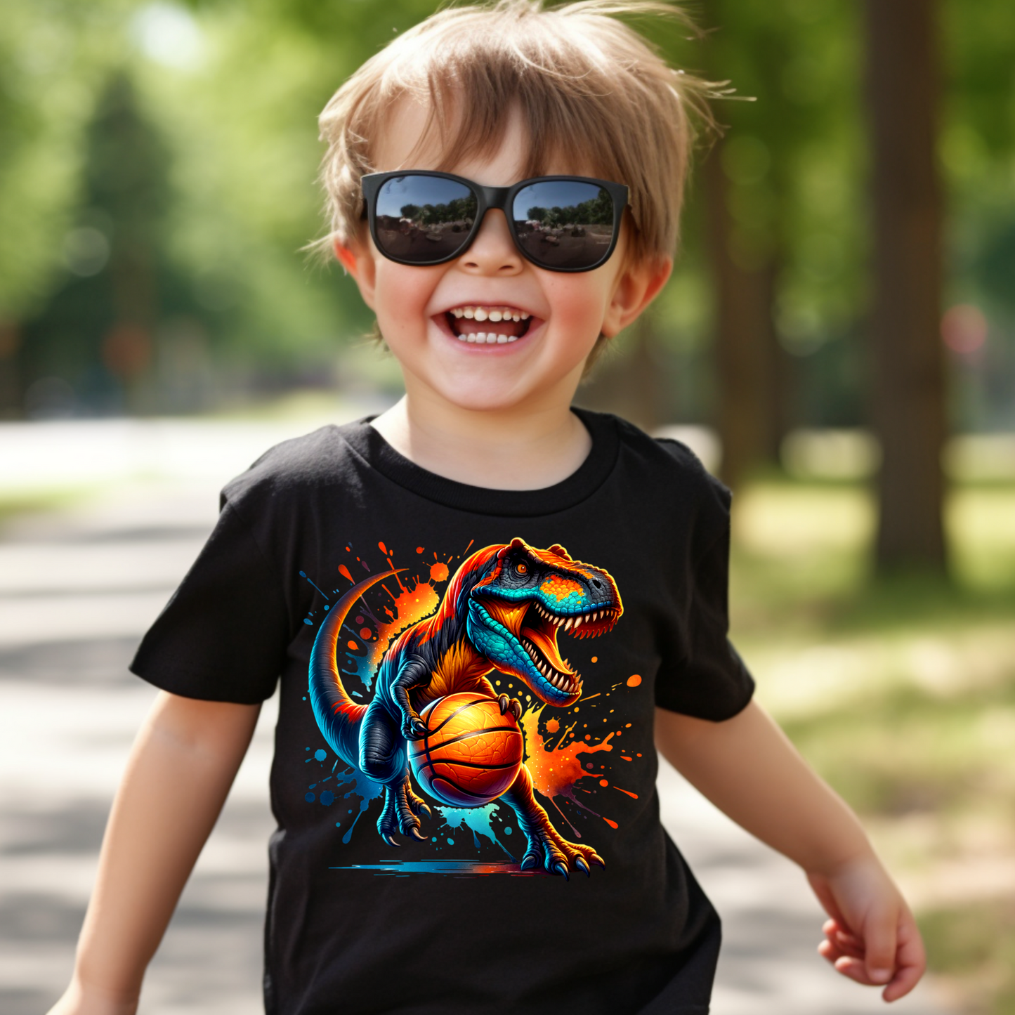 Dinosaur Basketball  -Children's Boys T Shirts