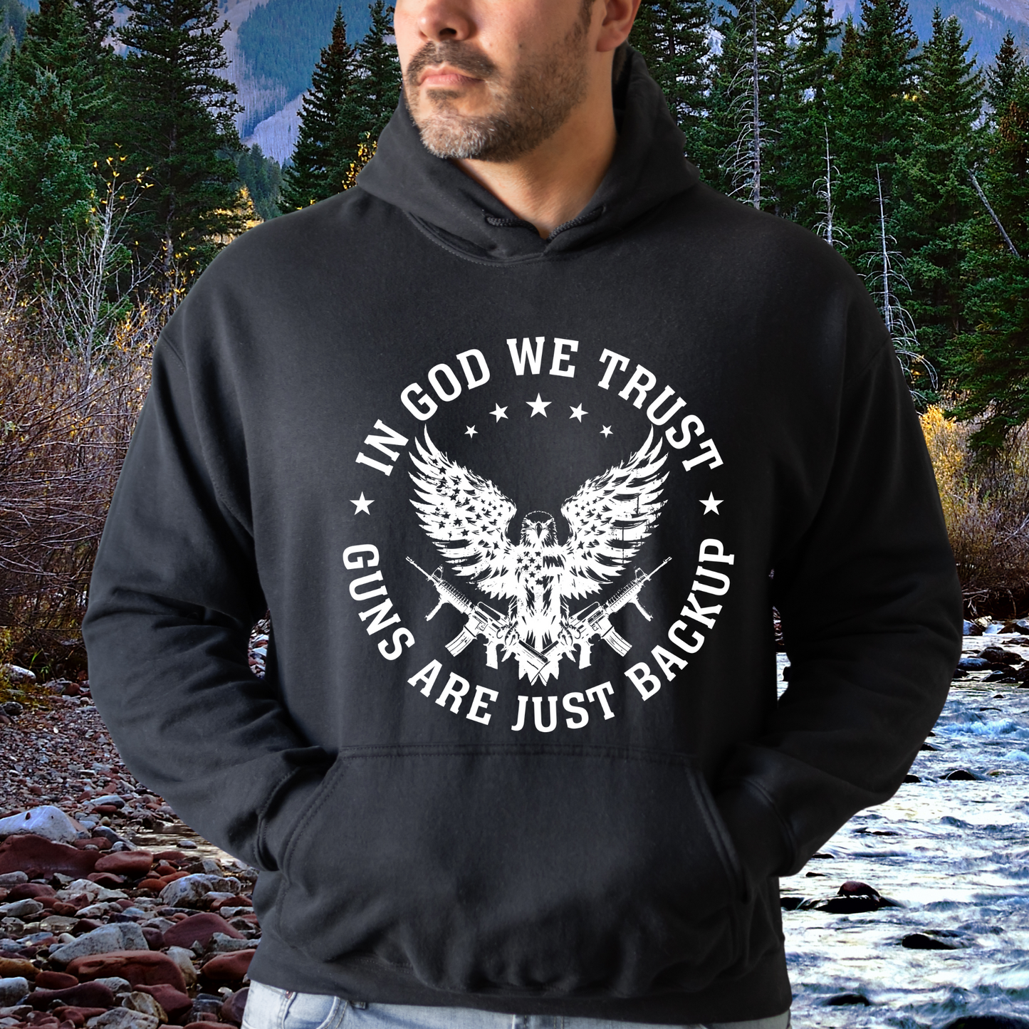 In God We Trust, Guns are Just backup  Funny T-Shirt, Hoodie, Sweater