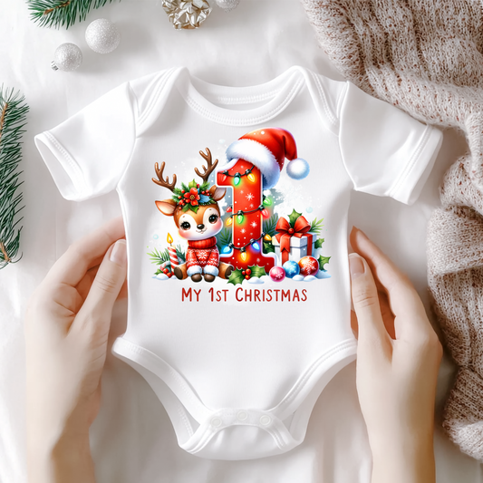 My First Christmas Baby Onesie- Reindeer